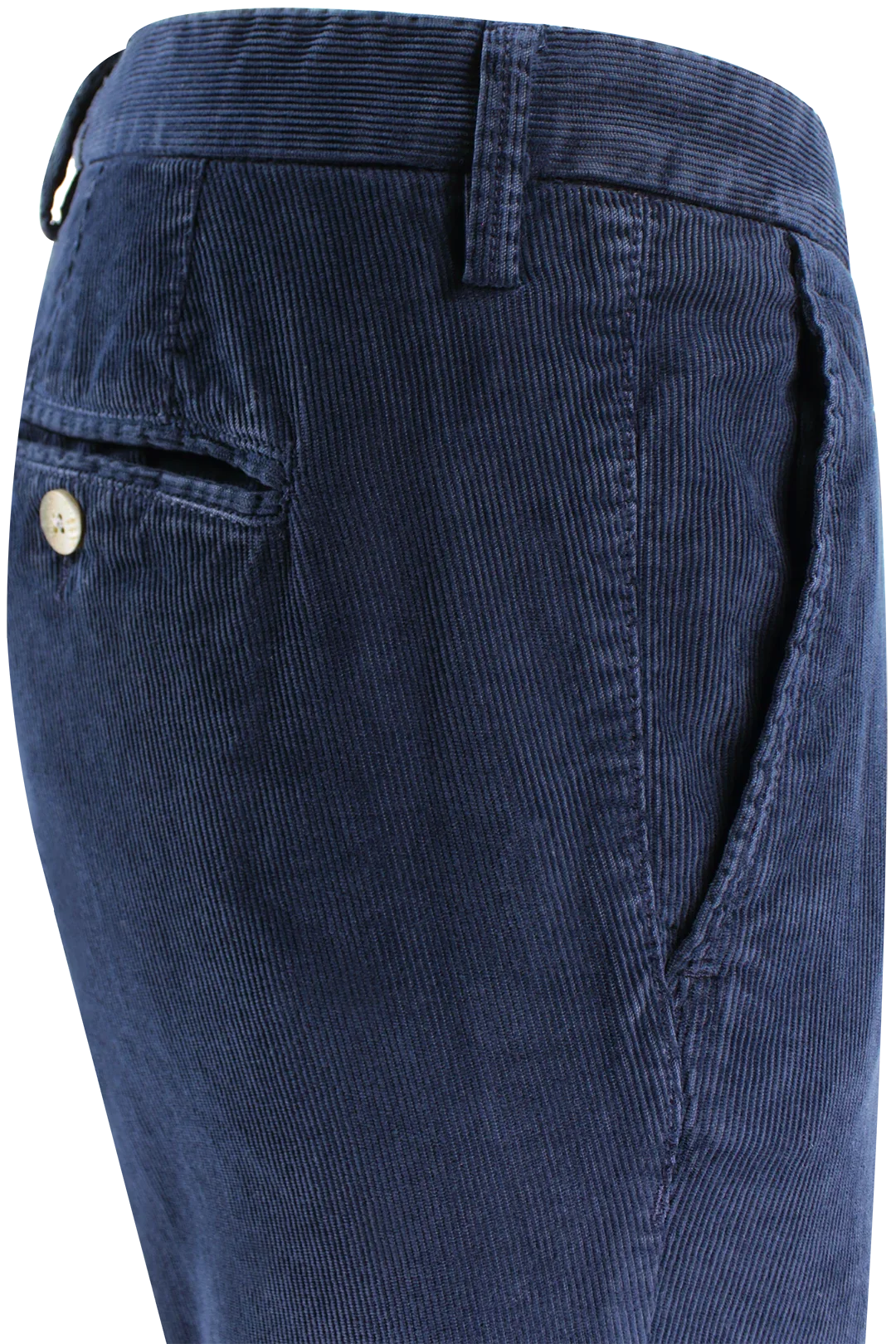 Pantalone slim in velluto millerighe blu