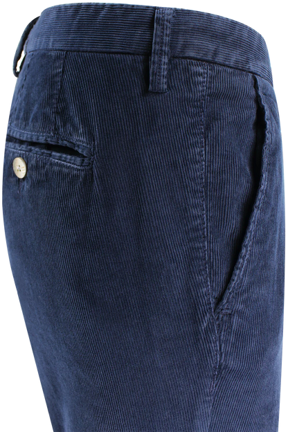 Pantalone slim in velluto millerighe blu