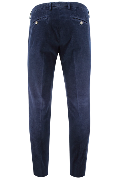 Pantalone slim in velluto millerighe blu