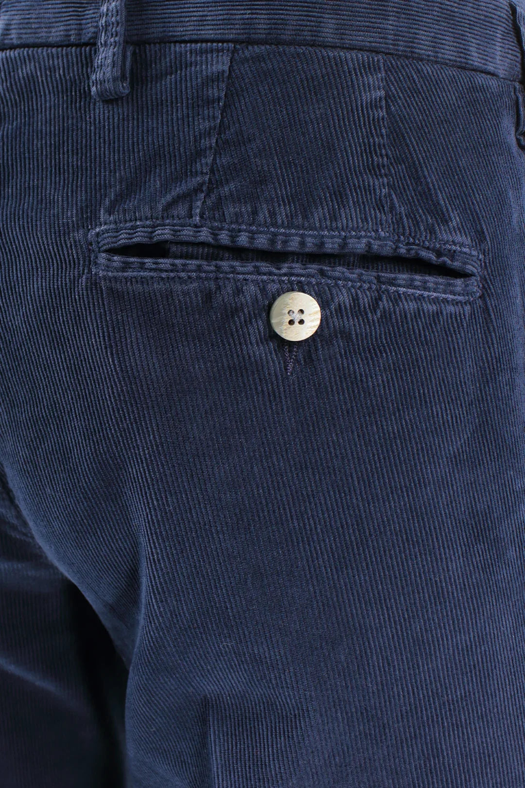 Pantalone slim in velluto millerighe blu