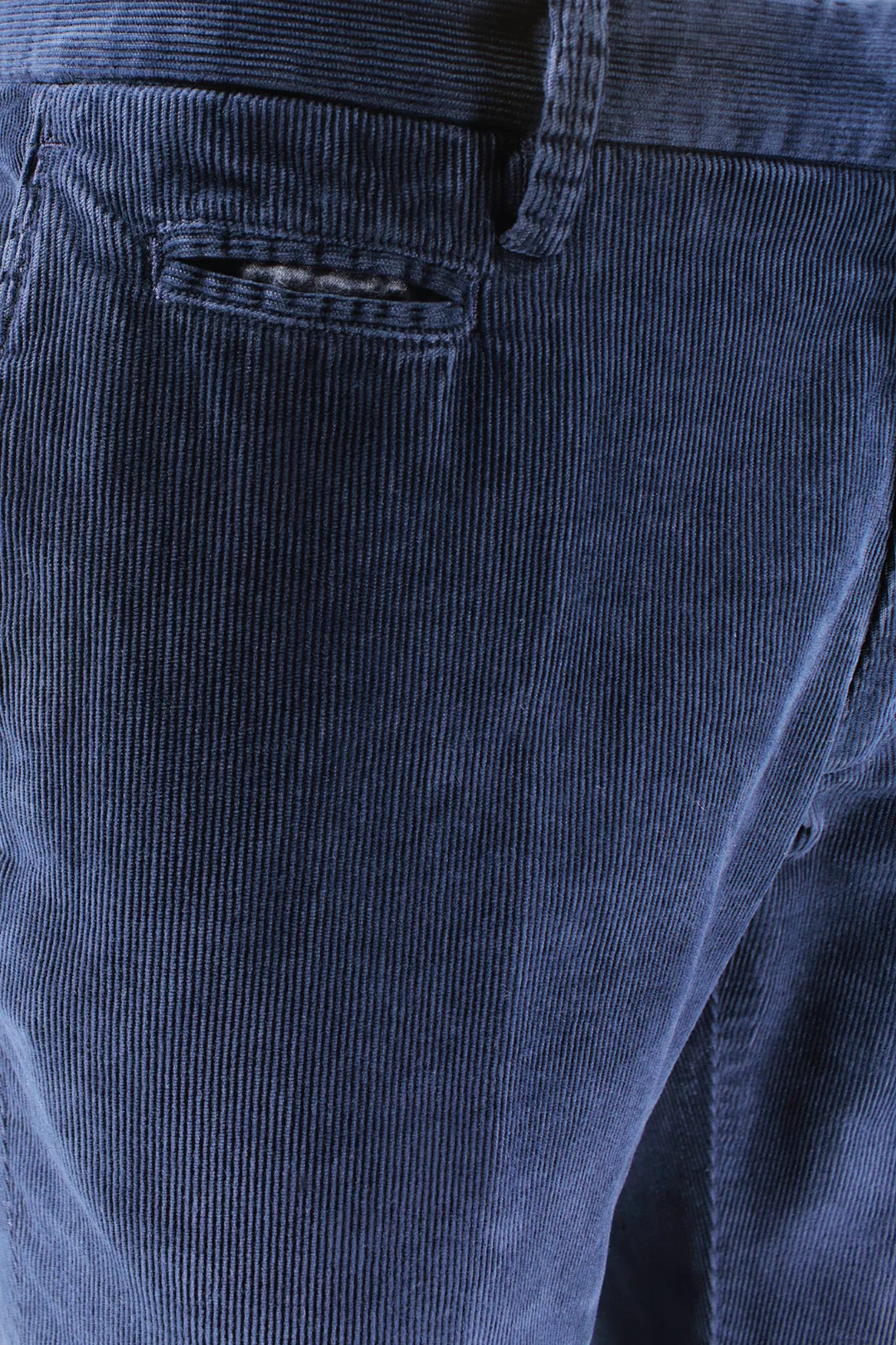 Pantalone slim in velluto millerighe blu