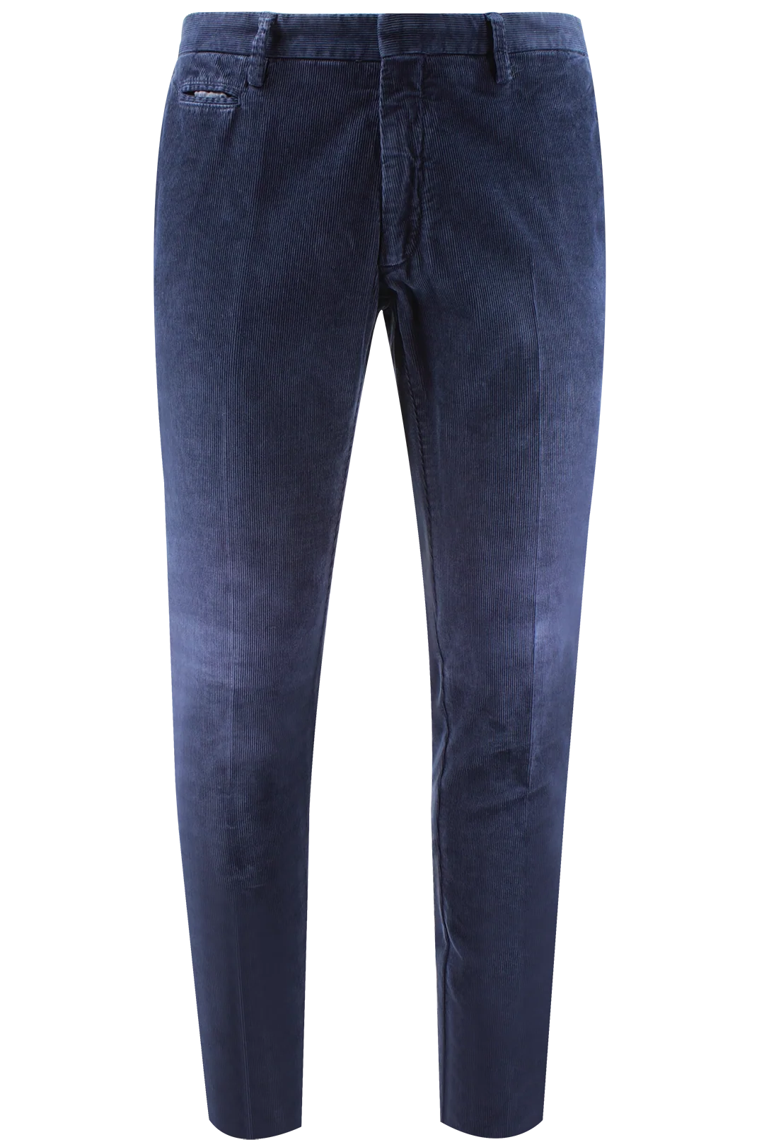 Pantalone slim in velluto millerighe blu