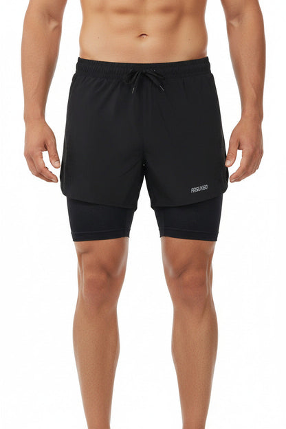 Pantaloncini Corsa Uomo 2 in 1 con Compressione e Fodera Lunga