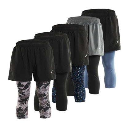 Pantaloncini Corsa Uomo 2 in 1 con Compressione e Fodera Lunga