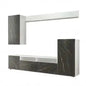 Living Room Wall Unit Bridge Glossy White and Anthracite Marble Effect 207 x 34 x 170 h cm