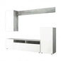 Living Room Wall Unit Bridge Glossy White and Cement Grey 207 x 34 x 170h cm