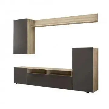 Wohnzimmerwand Bridge Ulme und Grau - Maße: cm 207 x 34 x 170 H