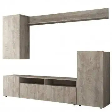 Parete Soggiorno Bridge Rovere Chiaro, Dimensioni: cm 207 x 34 x 170 h
