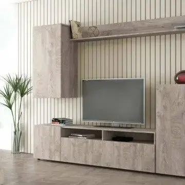 Parete Soggiorno Bridge Rovere Chiaro, Dimensioni: cm 207 x 34 x 170 h