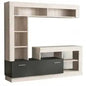 Living Room Wall Unit Leonard Anthracite and Light Pine 170 x 42 x 170h cm