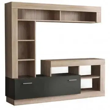 Parete Soggiorno Leonard Antracite e Quercia Chiaro - Dimensioni: cm 170 x 42 x 170 h