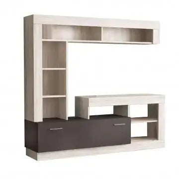 Parete Soggiorno Leonard Pino Chiaro e Grigio - Dimensioni: cm 170 x 42 x 170 h