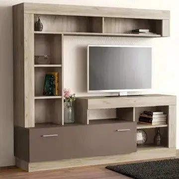 Parete Soggiorno Leonard Rovere e Taupe - Dimensioni: cm 170 x 42 x 170 h