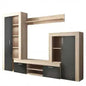 Living Room Wall Unit Nobel Anthracite and Light Oak 263 x 40 x 200h cm