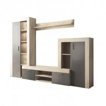 Parete Soggiorno Nobel Olmo e Grigio - Dimensioni: cm 263 x 40 x 200 h