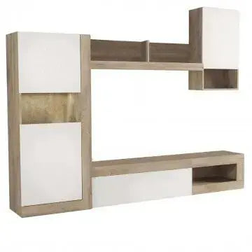 Parete Soggiorno Roomy Bianco e Rovere Chiaro cm 255 x 40 x 200 h