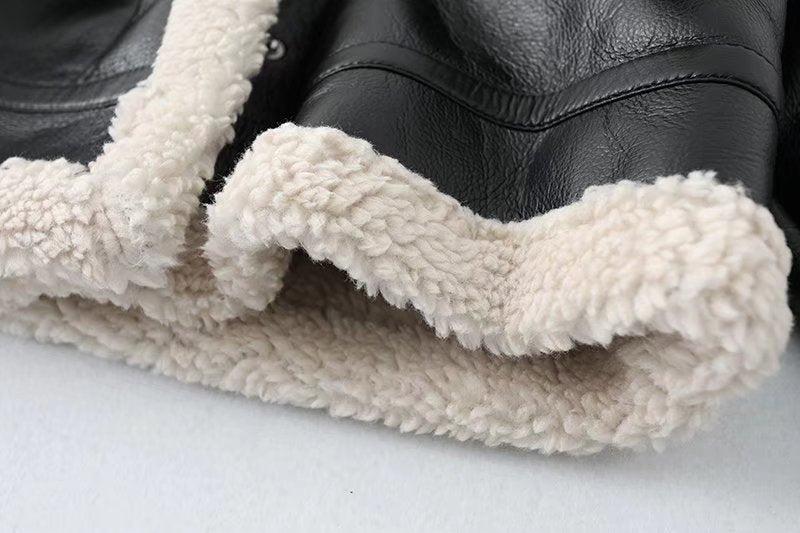 Giubbotto Donna in Ecopelle Spesso – Giacca Morbida Calda Elegante Casual