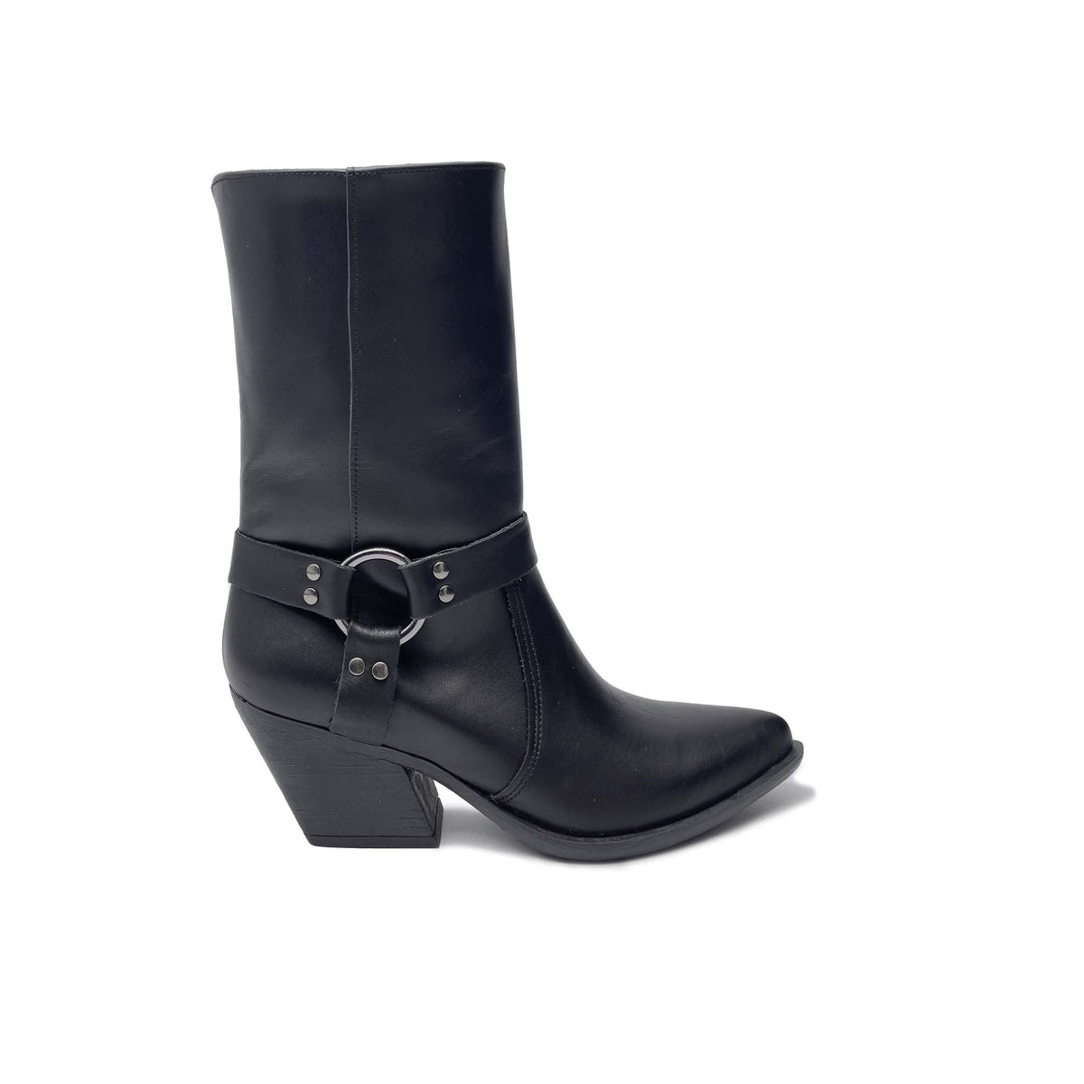 GIUSY Black Genuine Leather Ankle Boot