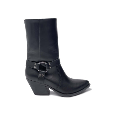 GIUSY Black Genuine Leather Ankle Boot