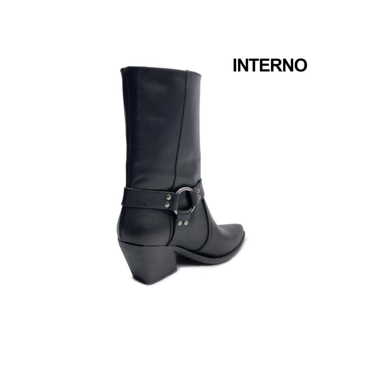 GIUSY Black Genuine Leather Ankle Boot