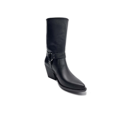 GIUSY Black Genuine Leather Ankle Boot