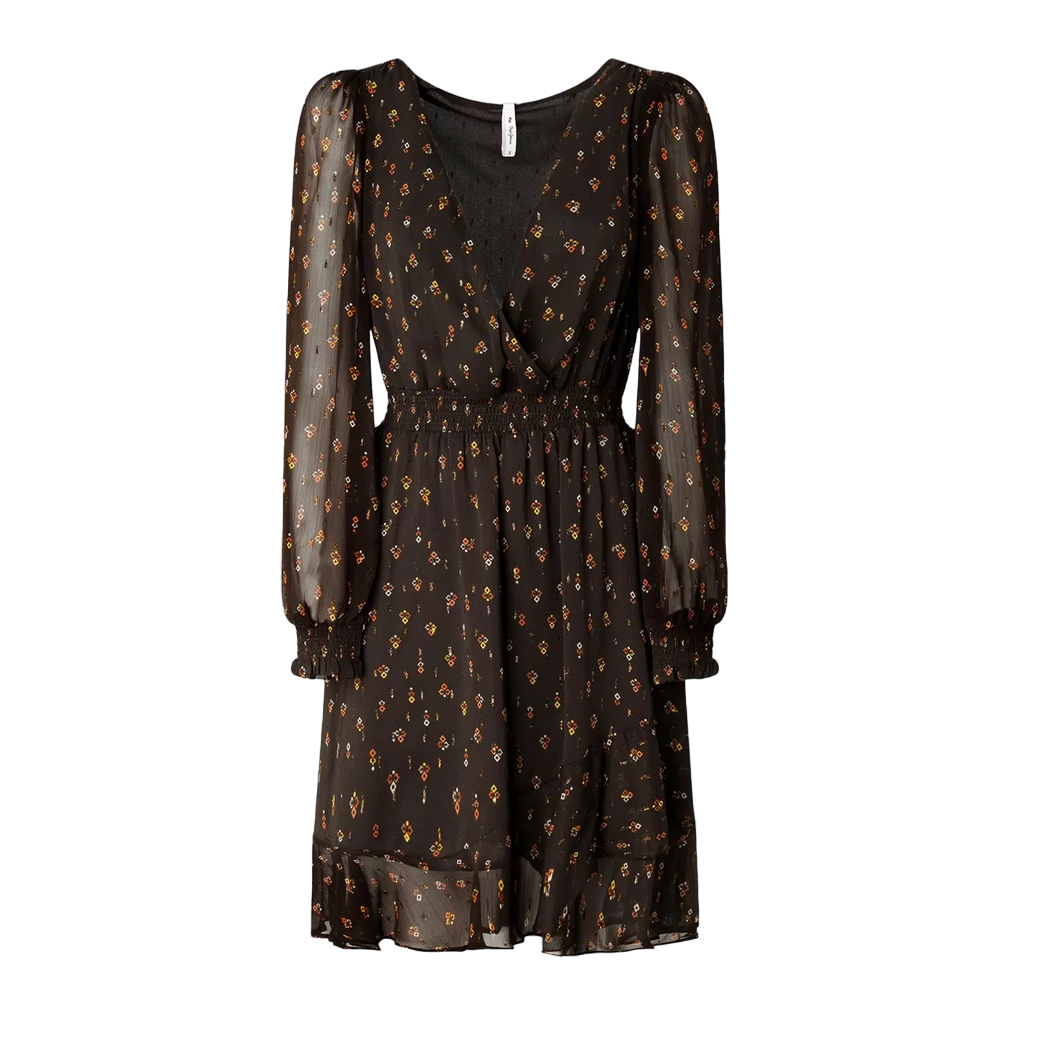 Pepe Jeans Abito a maniche lunghe con stampa a fiori Leticia PL953136 885 bitter