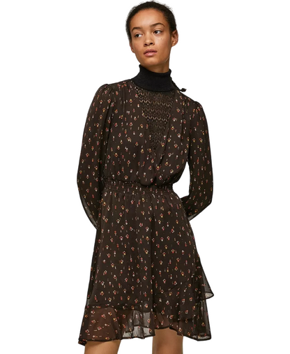 Pepe Jeans Abito a maniche lunghe con stampa a fiori Leticia PL953136 885 bitter