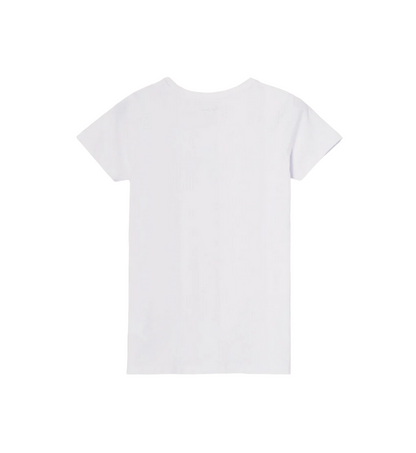 Pepe Jeans maglietta slim manica corta da donna con logo stampato New Virginia PL505202 800 bianco