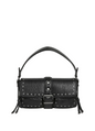 Pepe Jeans Women's Bag PL0300002 Black – Sally Moon Faux Leather Shoulder Bag with Studs and Magnetic Flap
