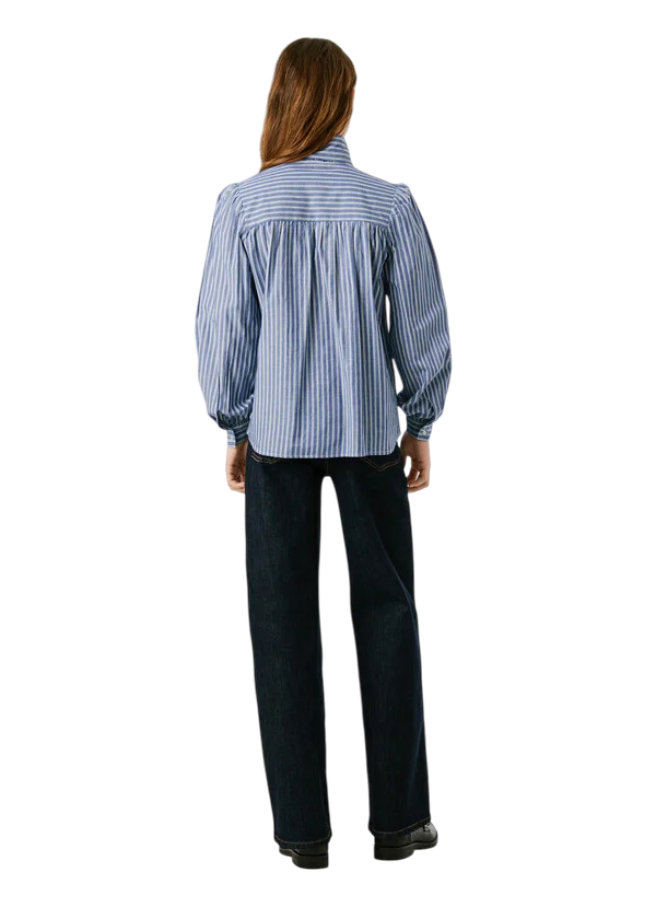 Pepe Jeans Camicia Donna MATY PL3051268 561 Blu - Camicia Casual in Cotone Leggera