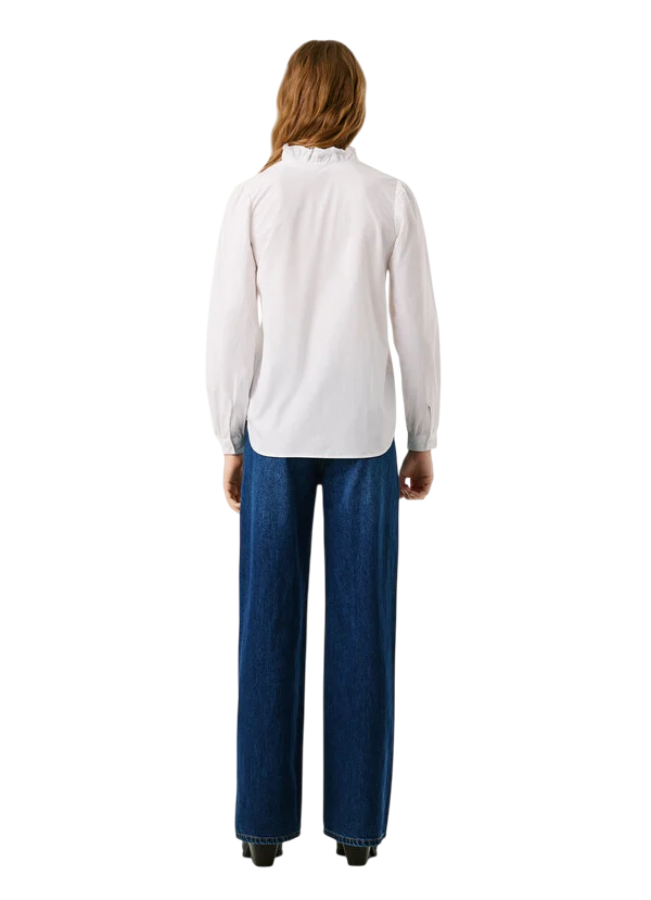Pepe Jeans Camicia Donna PL3051246 PEARL Bianco 100% Cotone con Rouche – Eleganza, Comfort e Stile Unico