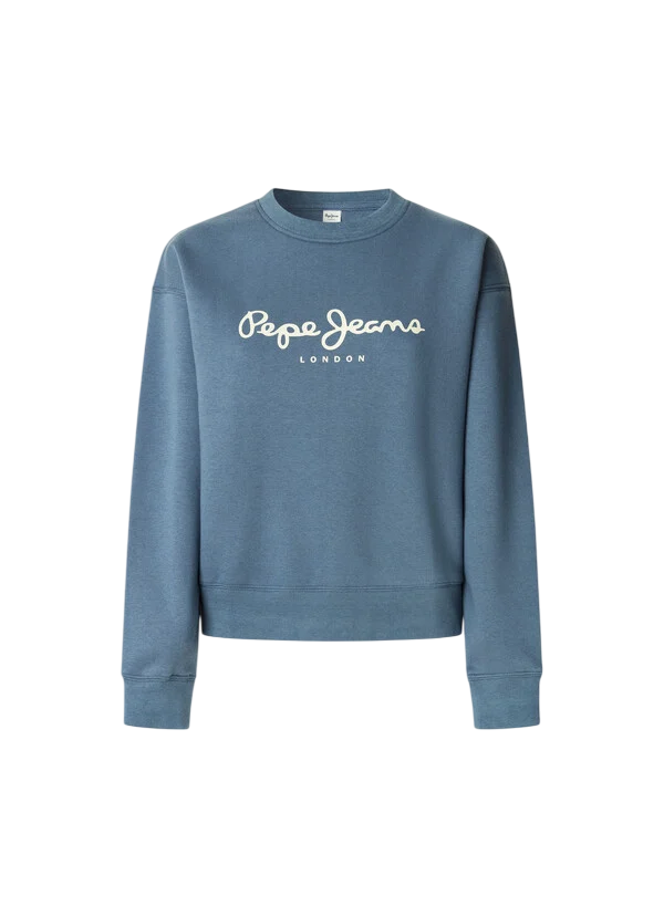 Pepe Jeans Felpa Donna BADDY PL5800002 556 Drill Blu - Felpa Girocollo Casual e Comfort