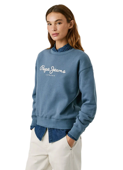 Pepe Jeans Felpa Donna BADDY PL5800002 556 Drill Blu - Felpa Girocollo Casual e Comfort