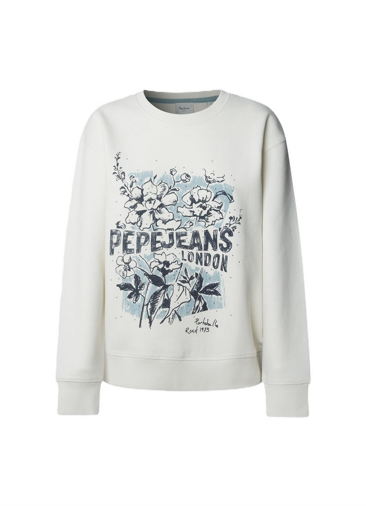 Pepe Jeans Felpa Donna BEDA PL5800023 805 Grigio Chiaro - Felpa Girocollo Casual e Comfort