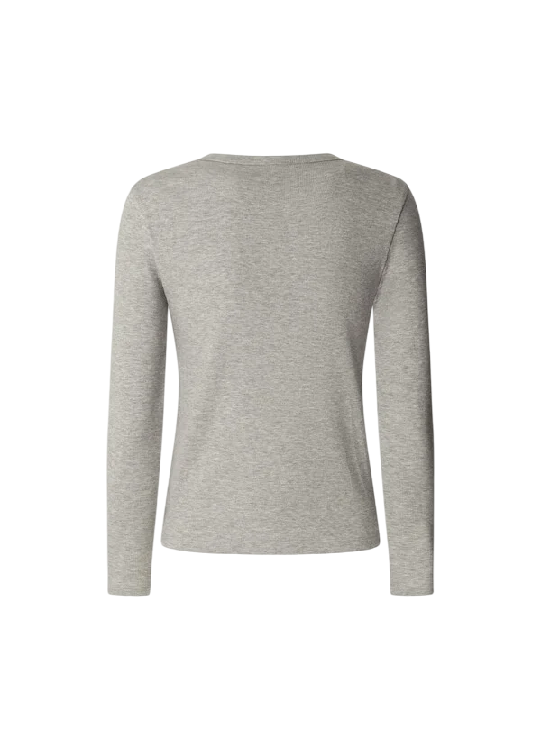 Pepe Jeans Maglia Donna BETINA PL5000025 933 Grigio - Maglia Aderente Girocollo a Coste in Cotone