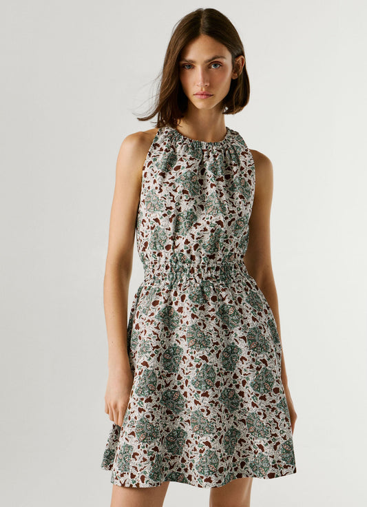 Pepe Jeans Cora PL9537778 Abito Corto Donna Verde Acqua Floreale