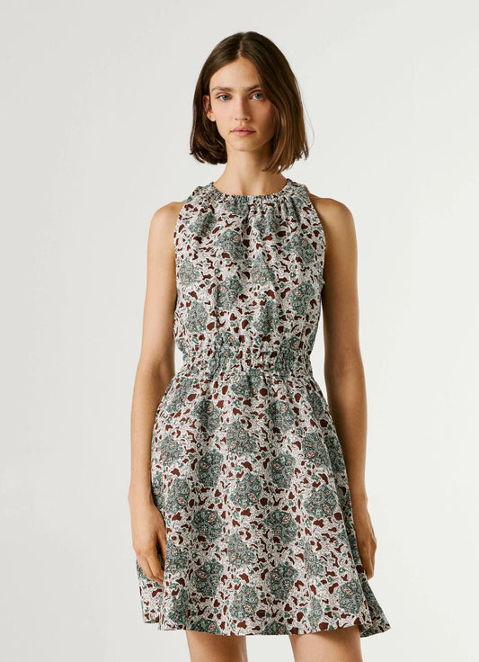 Pepe Jeans Cora PL9537778 Abito Corto Donna Verde Acqua Floreale