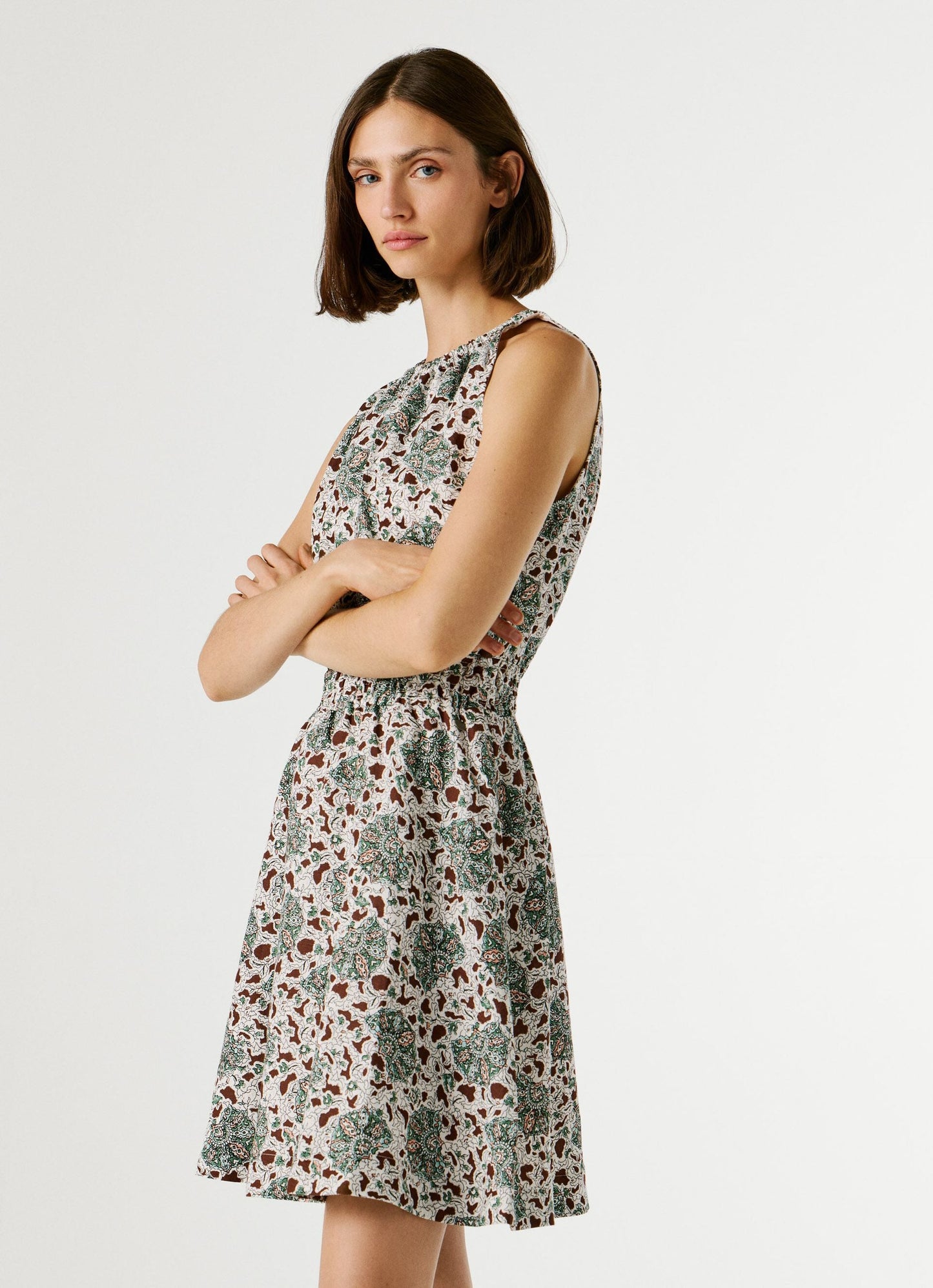 Pepe Jeans Cora PL9537778 Abito Corto Donna Verde Acqua Floreale