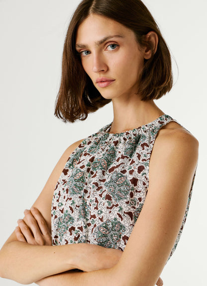 Pepe Jeans Cora PL9537778 Abito Corto Donna Verde Acqua Floreale