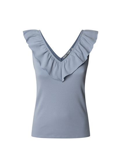 Pepe Jeans canotta a coste con scolo a V Millie PL506050 516 celeste