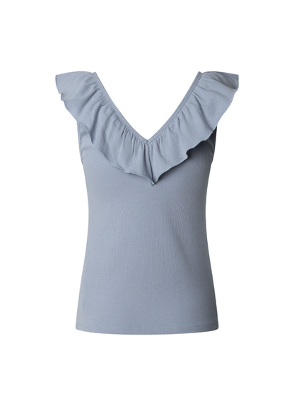 Pepe Jeans canotta a coste con scolo a V Millie PL506050 516 celeste