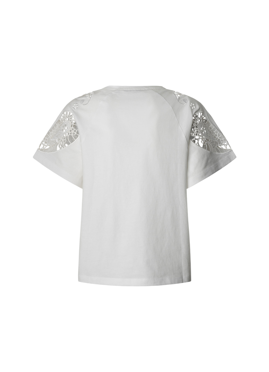 Pepe Jeans maglietta manica corta con manica in pizzo Veronica PL506081 800 bianco