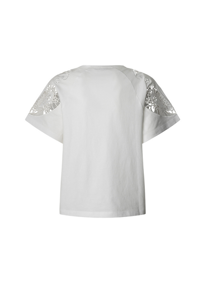 Pepe Jeans maglietta manica corta con manica in pizzo Veronica PL506081 800 bianco