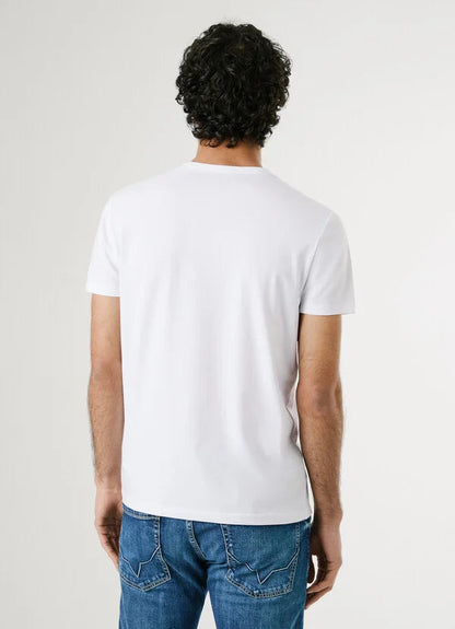 Pepe Jeans t-shirt slim fit con logo stampato da uomo PM5010180 800 bianco
