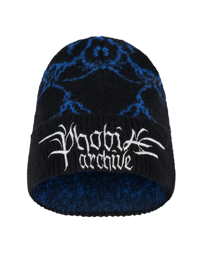 Phobia Berretto a cuffia da adulto nero con fulmini blu PHA00485 taglia unica