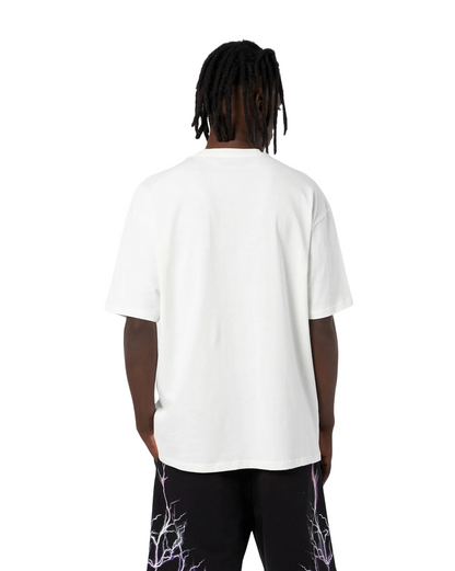 Phobia T-shirt unisex bianca con fulmini viola grigi fuxia PH00108PUGRFU