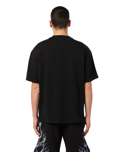 Phobia T-shirt unisex nera blu con fulmini PH00104BLGRLB blu grigio azzurro