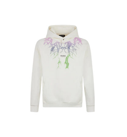 Phobia felpa con cappuccio da adulti PH00548 stampa fulmini bicolore viola-verde