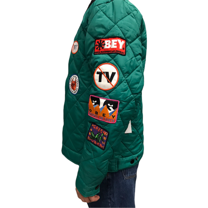 Obey Men's Quilted Jacket Collectors 121800479 Green