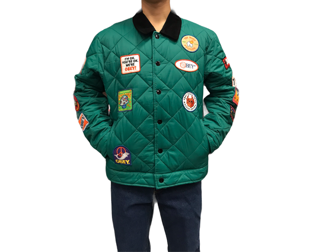 Obey Men's Quilted Jacket Collectors 121800479 Green